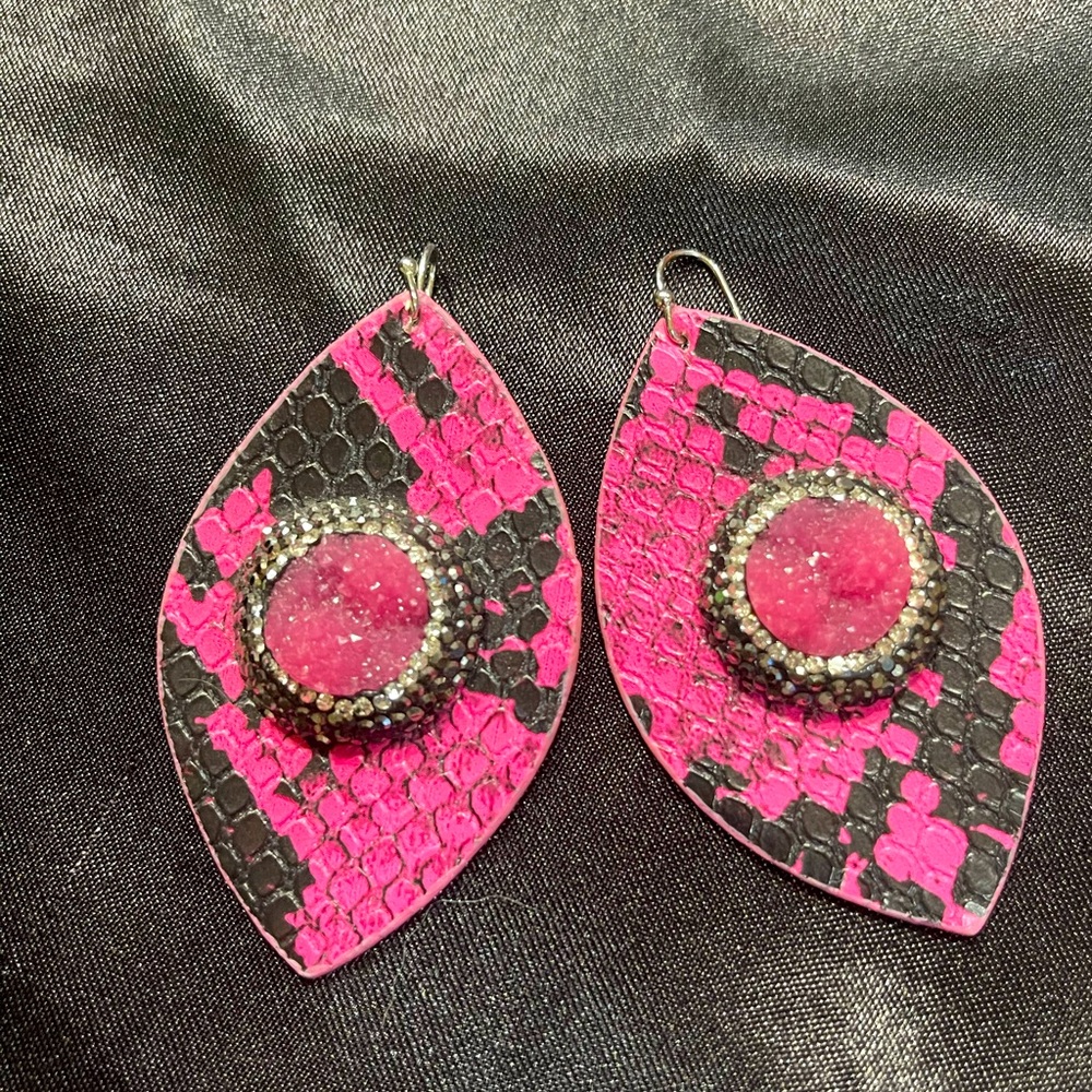 Hot Pink pierced earrings